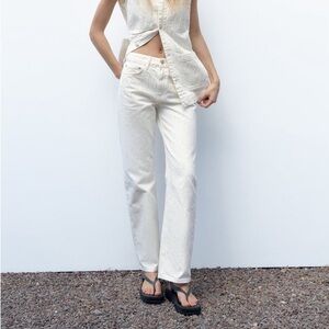 Zara Cream Straight-Leg Jeans